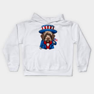 Funny 4th of July Wirehaired Pointing Griffon Dog Kids Hoodie